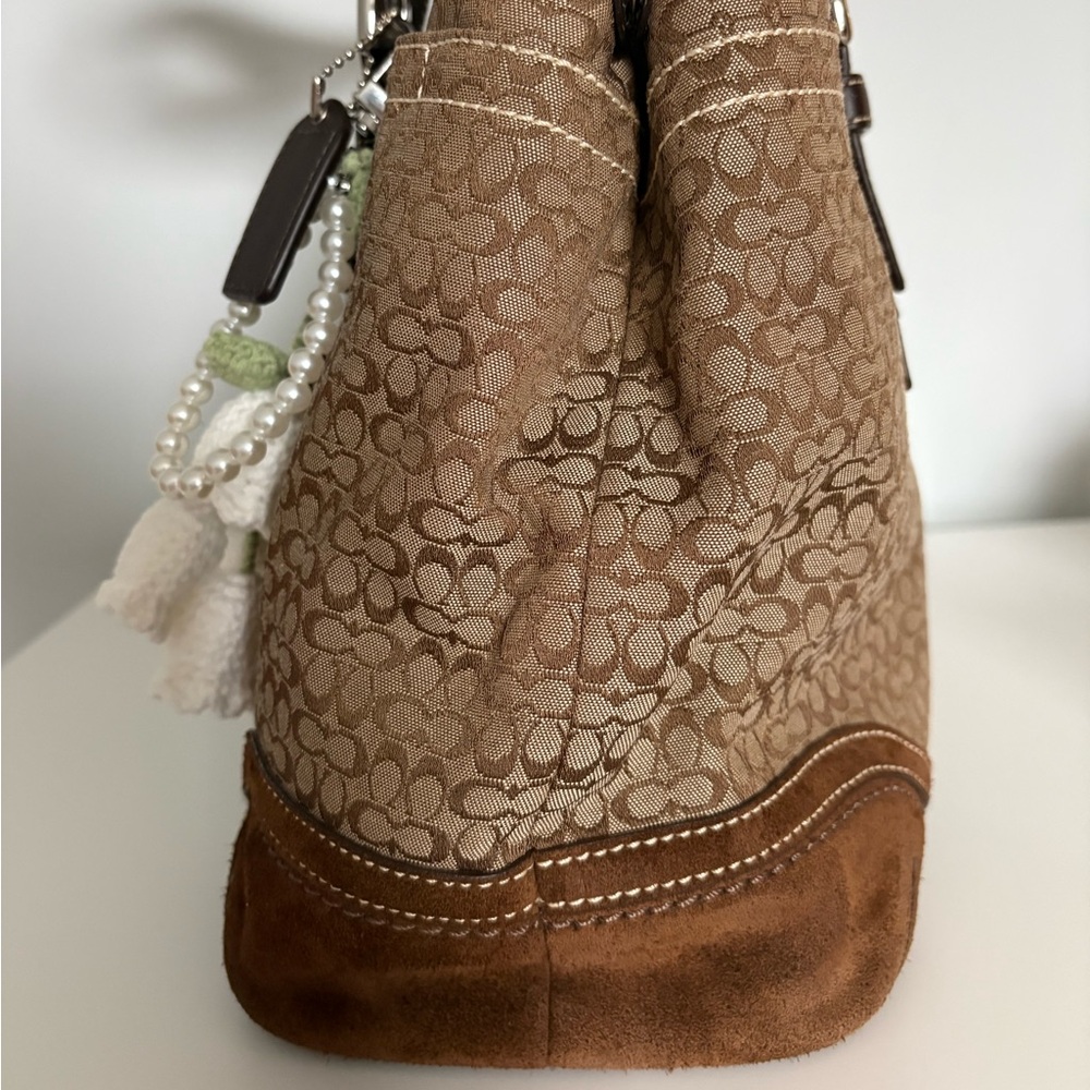 Coach Brown Soho Tote Suede and Canvas bag with leather accents - Picture 5 of 9